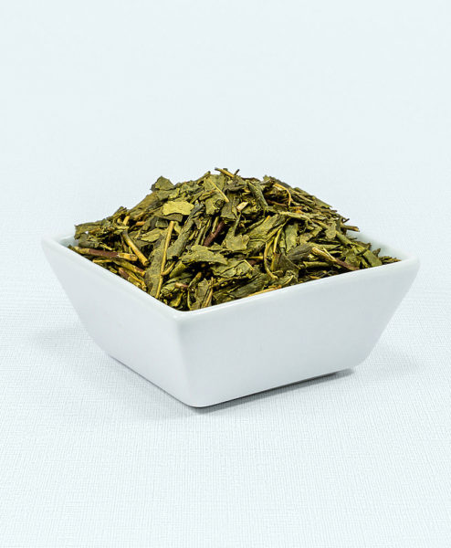 GrĂŒner Tee Morimoto Houjicha Bio in weiĂer Schale